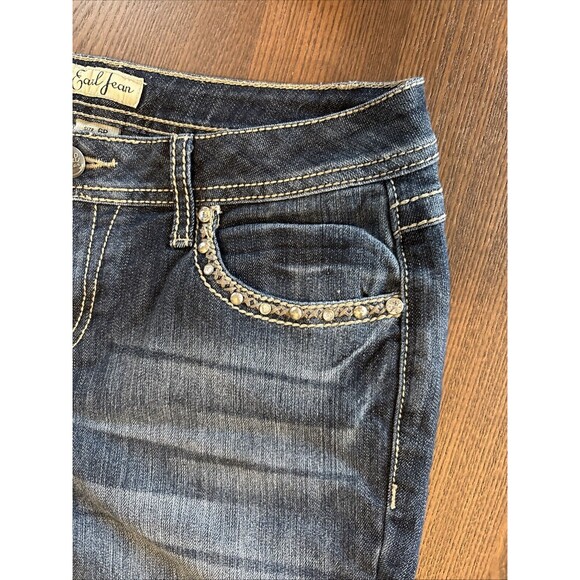 Earl Womens Embellished Blue Jeans 6P Denim Faded Dark Wash Straight Leg EUC - Picture 3 of 16